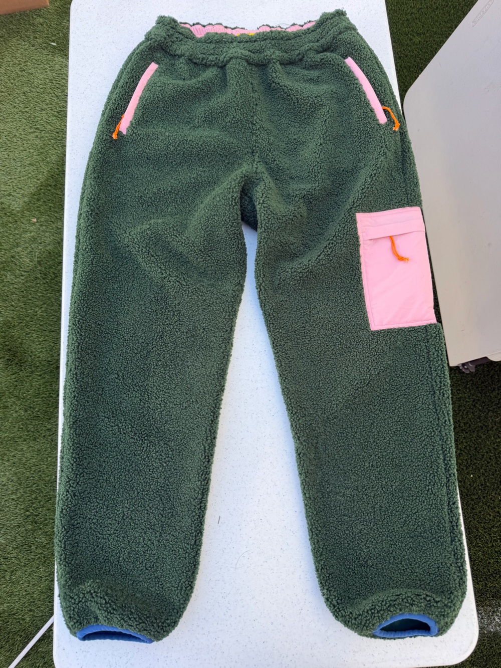 Golf Wang Green Sherpa Pants with Pink Patch